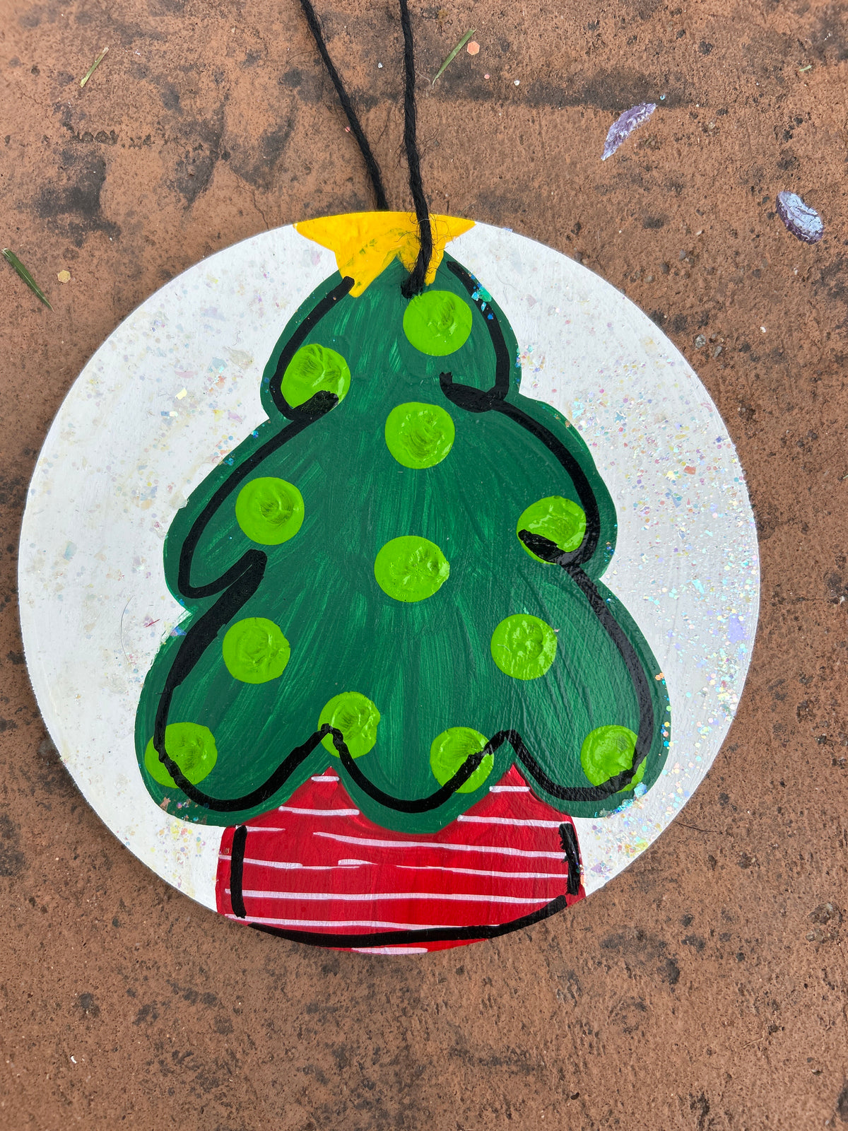 Small Round Christmas Glitter Signs