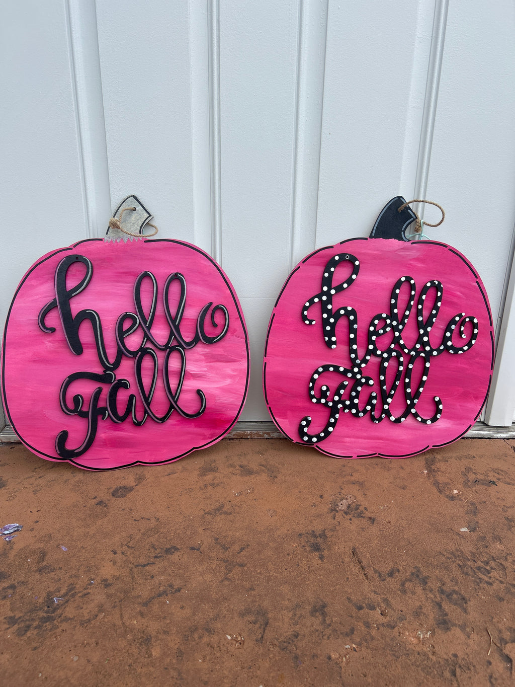 Pink Hello Fall Door Sign