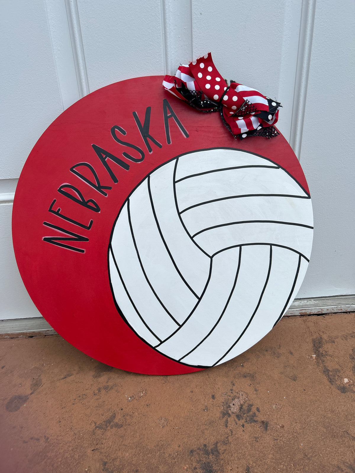Nebraska Volleyball Door Sign w/bow