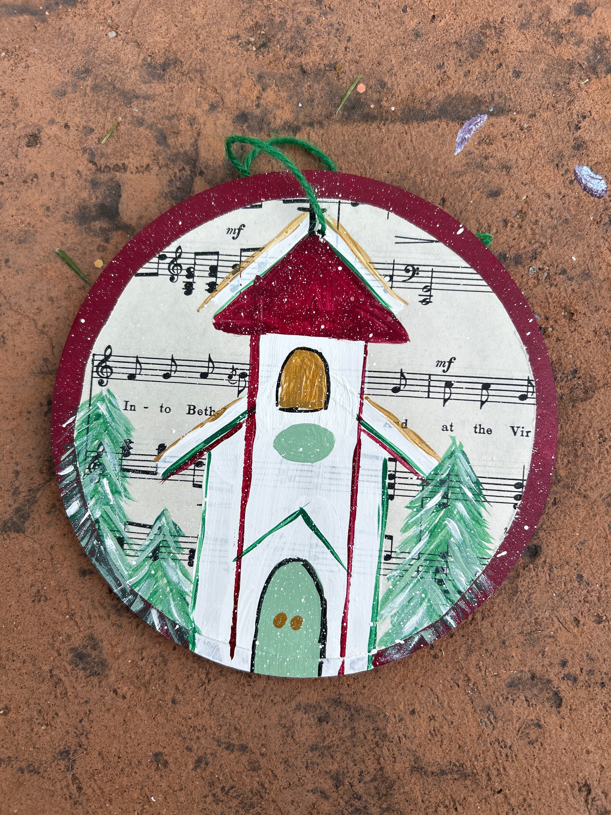 Small Round Christmas Glitter Signs