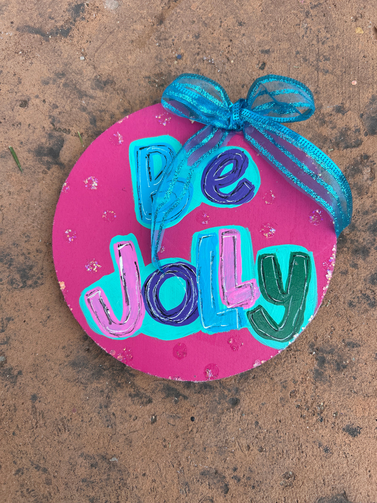 Small Round Christmas Glitter Signs