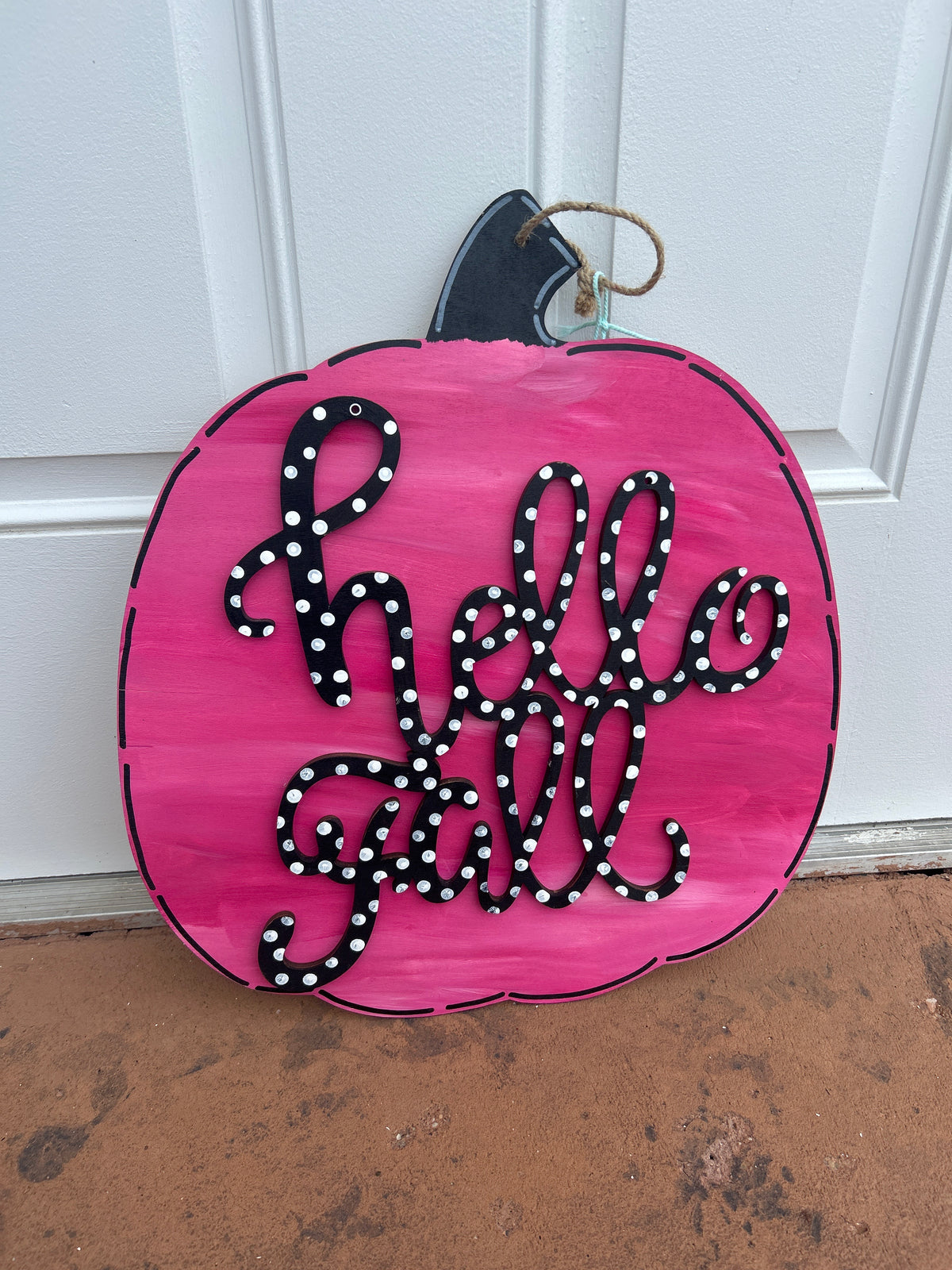 Pink Hello Fall Door Sign