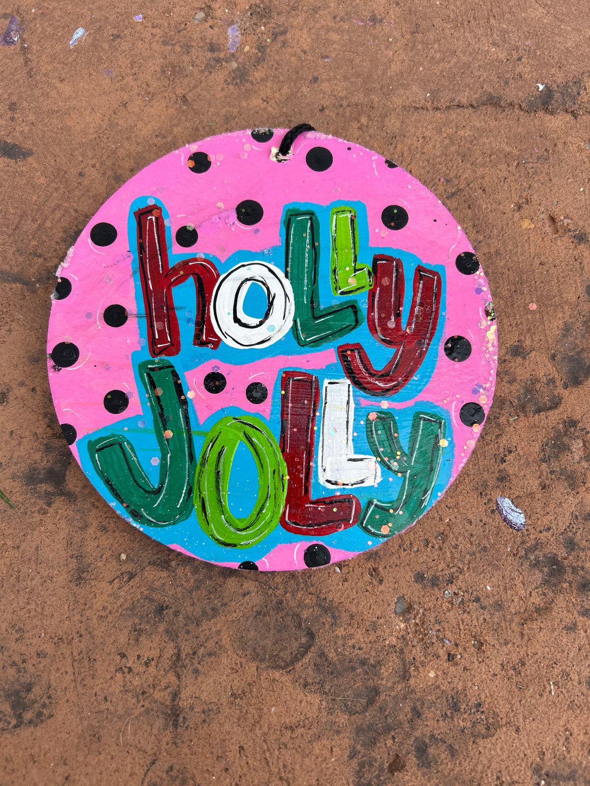 Small Round Christmas Glitter Signs