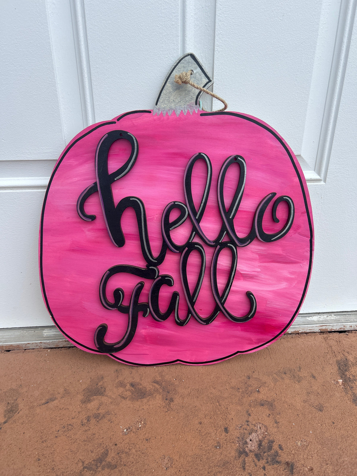 Pink Hello Fall Door Sign